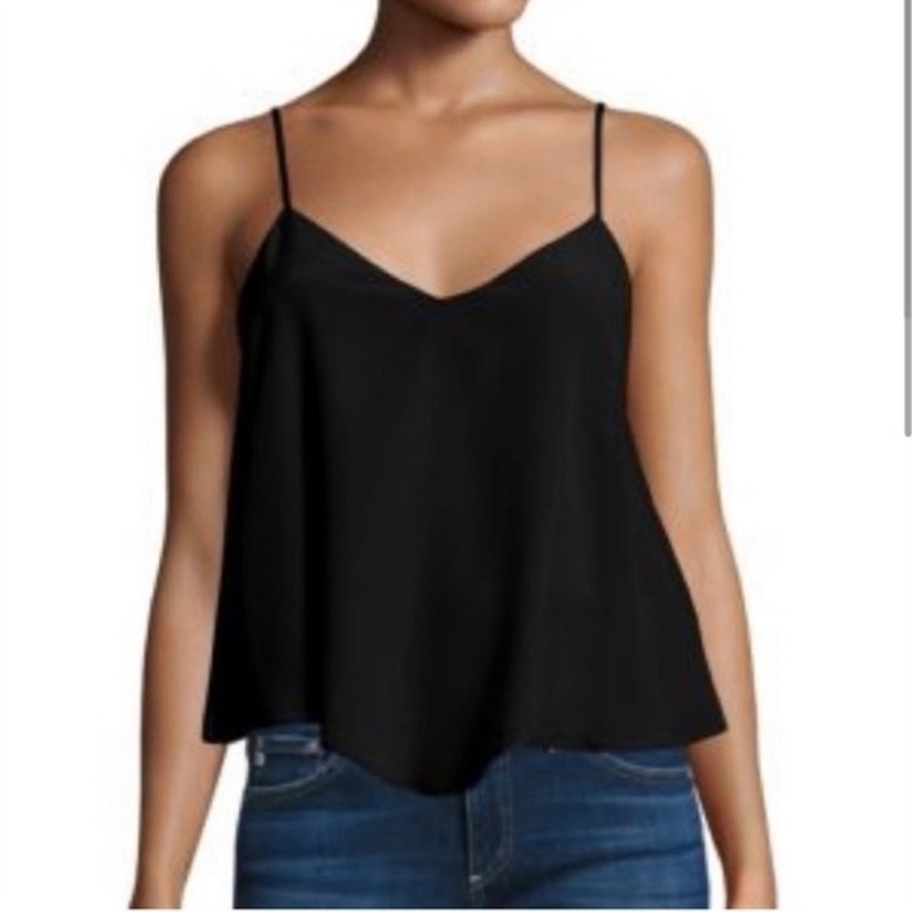 Alice + Olivia AIR Silk Swing Cami Black Spaghetti Strap Tank Top‎ Large